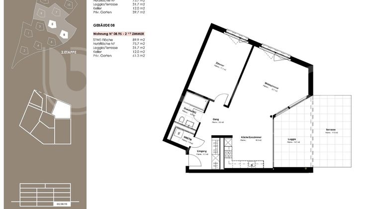 Appartement 2.5 pces, 8.95, 1er SS, 76.1 m2