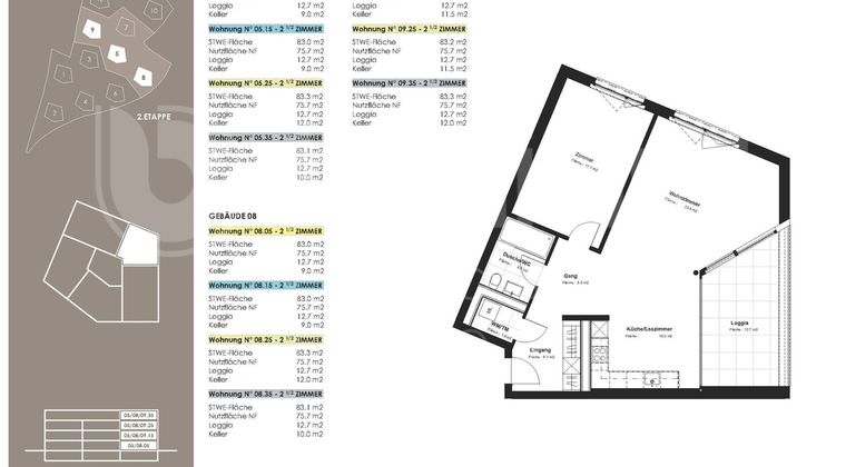 Appartement 2.5 pces, 8.15, 1er étage, 76.1 m2